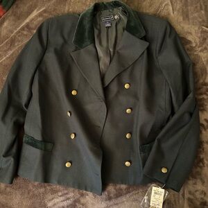 Charter Club Forest Green Blazer with Velvet Trim
